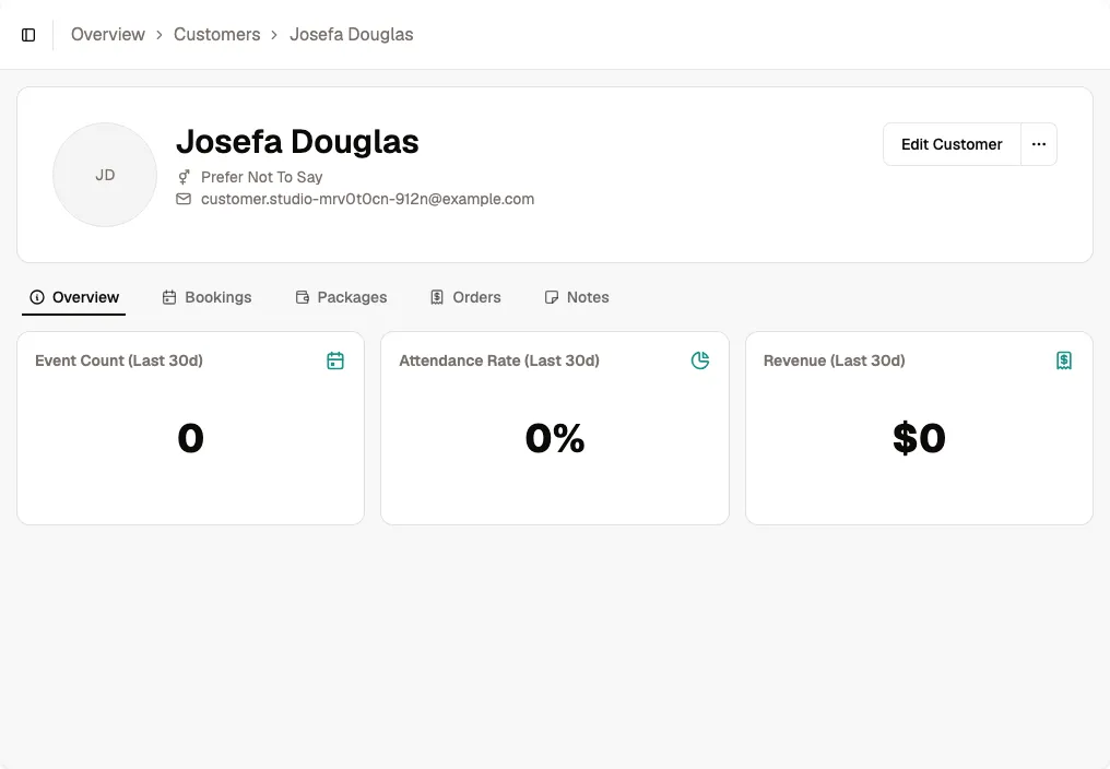 Customer detail page