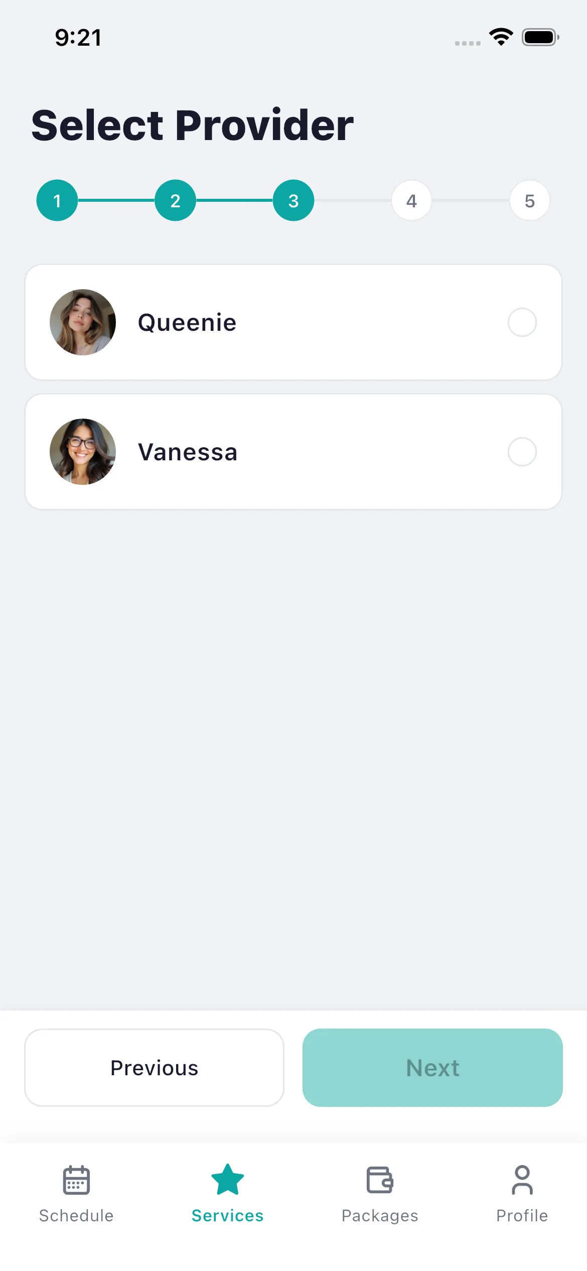 Bookjor Client App service flow step three selecting provider