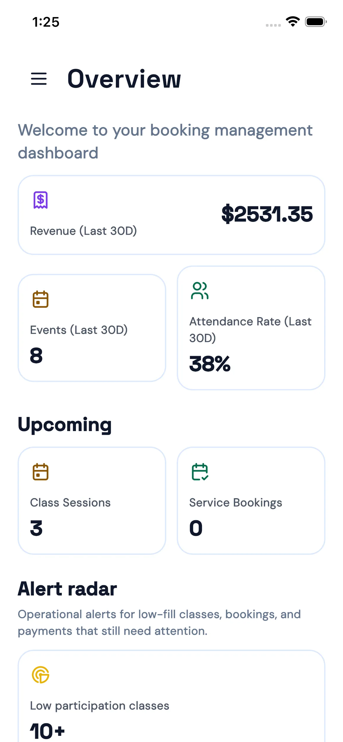 Bookjor Admin App overview dashboard