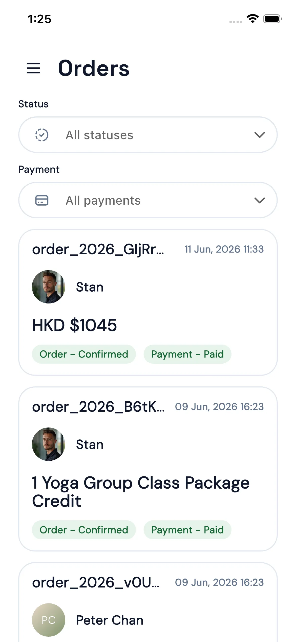 Bookjor Admin App orders list