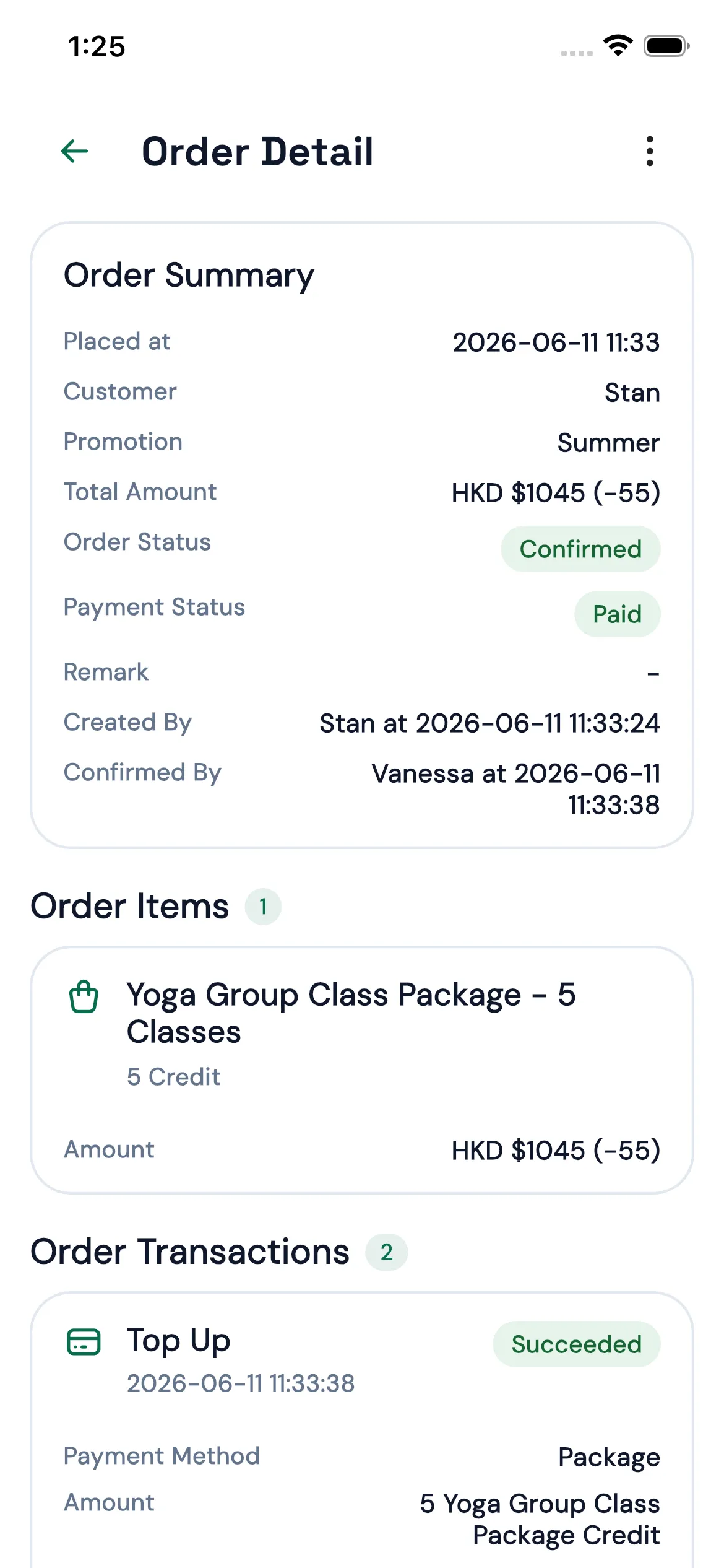 Bookjor Admin App order summary, items, and transaction history